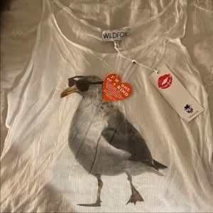 Wildfox sheer tank with seagull print